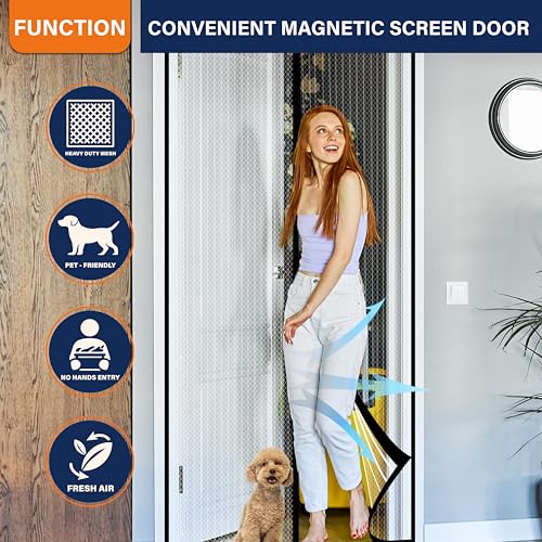 Mdavo Magnetic Screen Door，Screen Door Mesh，Keep Bugs Out, Heavy-Duty Mesh Curtain,Pet and Kid Friendly, Works with Front Doors, Sliding Doors - Image 5