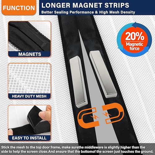 Mdavo Magnetic Screen Door，Screen Door Mesh，Keep Bugs Out, Heavy-Duty Mesh Curtain,Pet and Kid Friendly, Works with Front Doors, Sliding Doors - Image 3