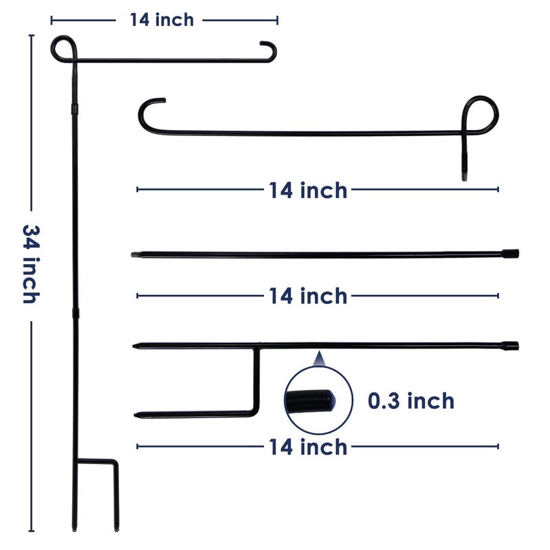 ESTTOP Garden Flag Stand, Thickened Pole Sturdy Straight Premium Metal Yard Flag Holder Weather-Proof Flagpole Seasonal Garden Flag, Christmas Garden Flag, Outdoor Decor Decoration - Image 5