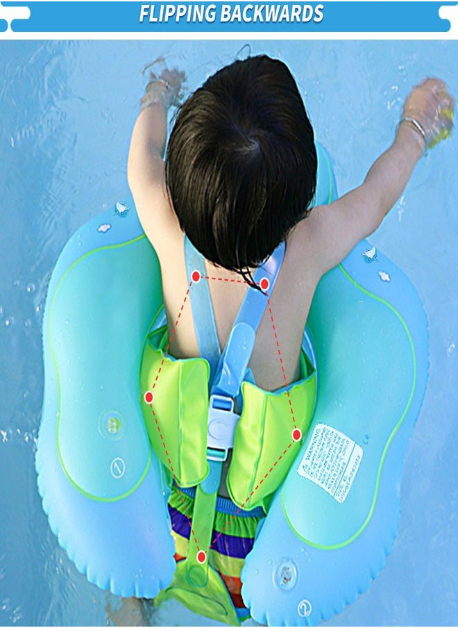 Baby Swimming Ring,Inflatable Baby Swimming Pool Floating Ring,Helps Babies Learn to Swim,Suitable for Infants Aged 3-12 Months Old(First Generation Simple Blue)