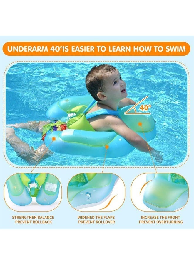 Baby Swimming Ring,Inflatable Baby Swimming Pool Floating Ring,Helps Babies Learn to Swim,Suitable for Infants Aged 3-12 Months Old(First Generation Simple Blue)