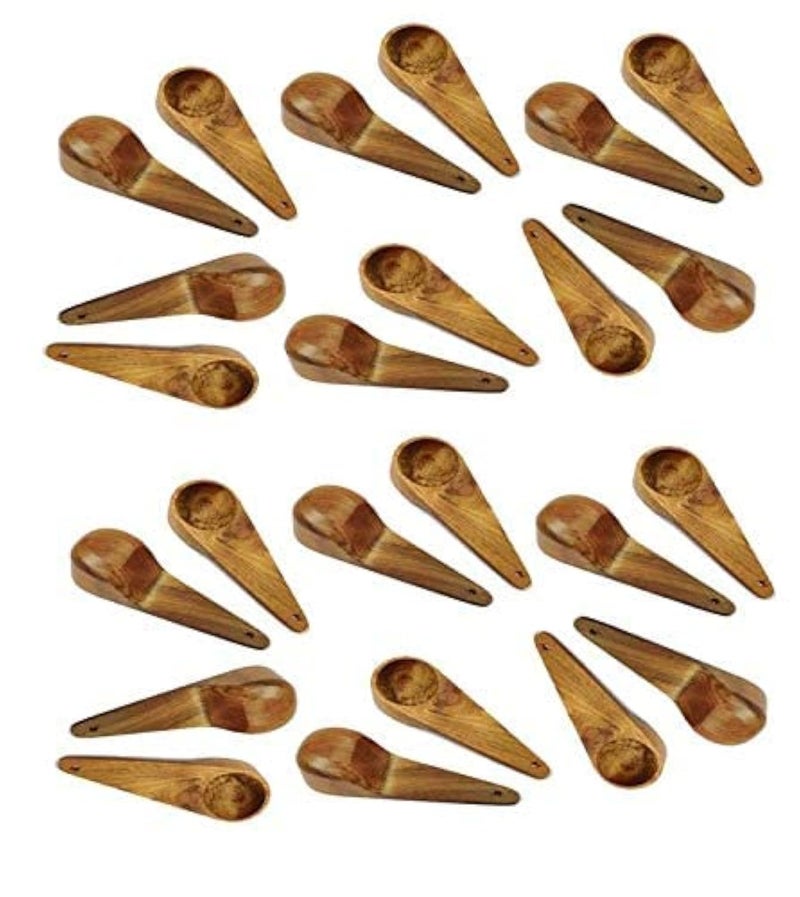 ARMAN SPOONS - Believe in Quality Teak Wood Handmade Wooden Masala Spoon for Small Containers (8.5 cm Long) -Set of 24 - Image 1