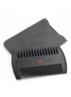 Black Wooden Beard Comb with Case for Men Mens Wood Pocket Comb for Beards  Mustaches  Hair Black Skull Design