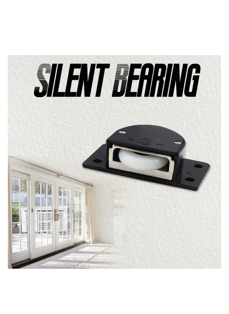 SYOSI Sliding Door Pulley, Plastic Sliding Door Roller, Made of Thickened Plastic, Nylon Material Pulley, for Cabinet Barn Door Wardrobe Closet, Silent Sliding, Wear-Resistant and Durable (Black) (4 Pairs)  - Image 2