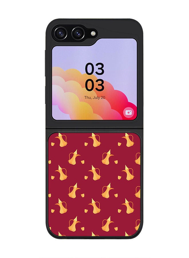 Stylizedd Rugged Black edge case for Samsung Galaxy Z Flip5, Slim fit Soft Case Flexible Rubber Edges Anti Drop TPU Gel Thin Cover -  Pouring Dallah - Image 1