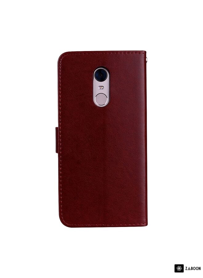 Zaboon - Protective Case Cover For Xiaomi Redmi 5 Plus Rose Embossed Horizontal Flip Environmental PU Leather Case with Holder & Card Slots & Wallet - Image 1