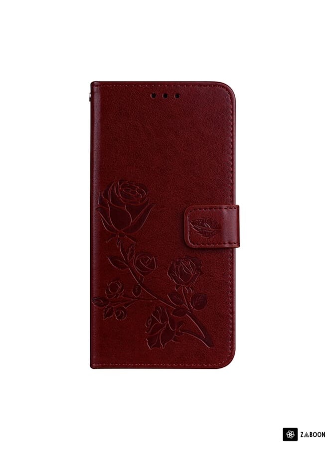 Zaboon - Protective Case Cover For Xiaomi Redmi 5 Plus Rose Embossed Horizontal Flip Environmental PU Leather Case with Holder & Card Slots & Wallet - Image 1