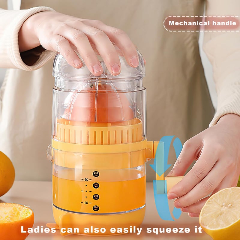 ZEYOHUAN Manual Citrus Juicer with Measuring Cup, Clear Plastic Hand Press for Lemons, Oranges, Grapefruit, Non-Slip Rotating Base, Measurement Markings - Image 4