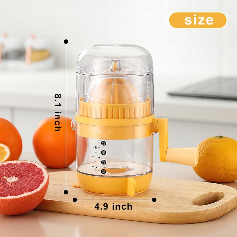 ZEYOHUAN Manual Citrus Juicer with Measuring Cup, Clear Plastic Hand Press for Lemons, Oranges, Grapefruit, Non-Slip Rotating Base, Measurement Markings - Image 5