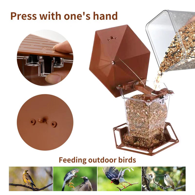 Jealoeur Bird Feeders for Outdoors Hanging Bird Feeder Wild Birds Seed, Brown - Image 3