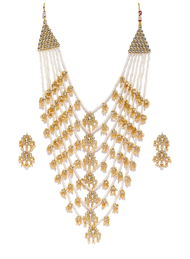 erorex Kundan And Pearls Jewelery Set For Women Golden Zpfk8520 - Image 1
