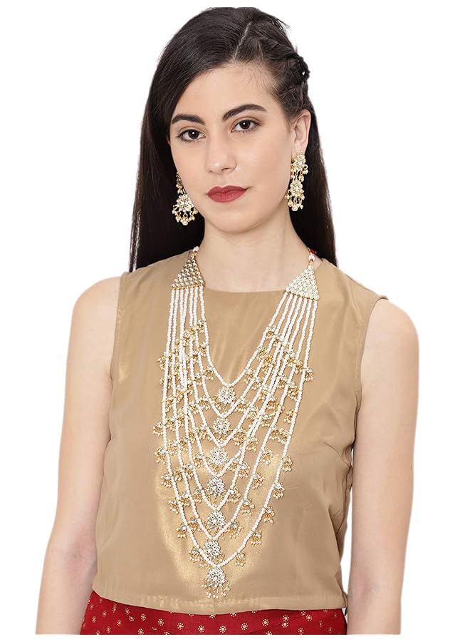 erorex Kundan And Pearls Jewelery Set For Women Golden Zpfk8520 - Image 3