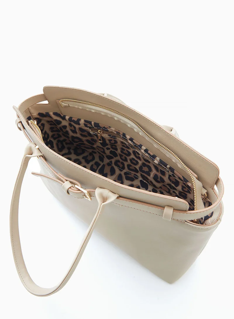Wecre8 Beige Belt Tote Bag