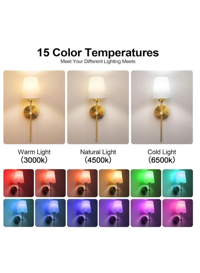 2 Pcs Slim Wall Sconces, Premium Gold Wall Sconce Set with Dimmable LED Bulbs & 15 Color Temps, Wireless, Battery-Powered, Timer Function, for Mirror,Hallway, Kitchen, Bedroom, Living Room, Bathroom - Image 4