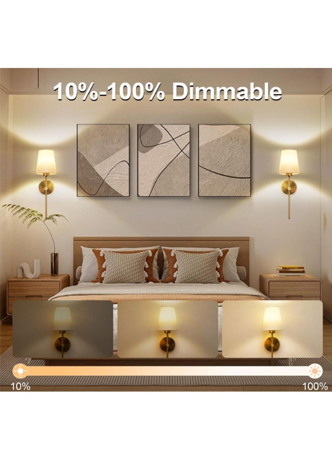2 Pcs Slim Wall Sconces, Premium Gold Wall Sconce Set with Dimmable LED Bulbs & 15 Color Temps, Wireless, Battery-Powered, Timer Function, for Mirror,Hallway, Kitchen, Bedroom, Living Room, Bathroom - Image 3