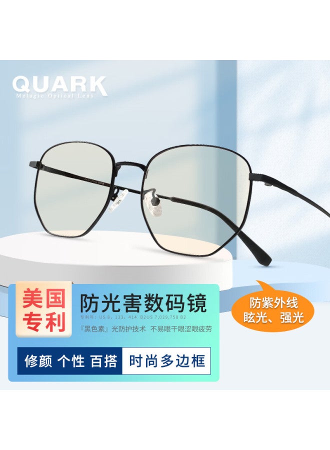 Quark Blue Light Blocking Glasses Anti-Radiation Computer Eyewear Office Ultra-Light Polygon Non-Prescription Clear Lens Unisex T823C1 - Image 1