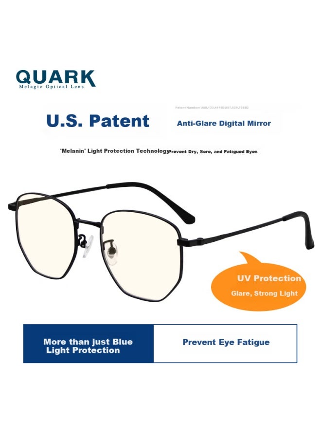 Quark Blue Light Blocking Glasses Anti-Radiation Computer Eyewear Office Ultra-Light Polygon Non-Prescription Clear Lens Unisex T823C1 - Image 2