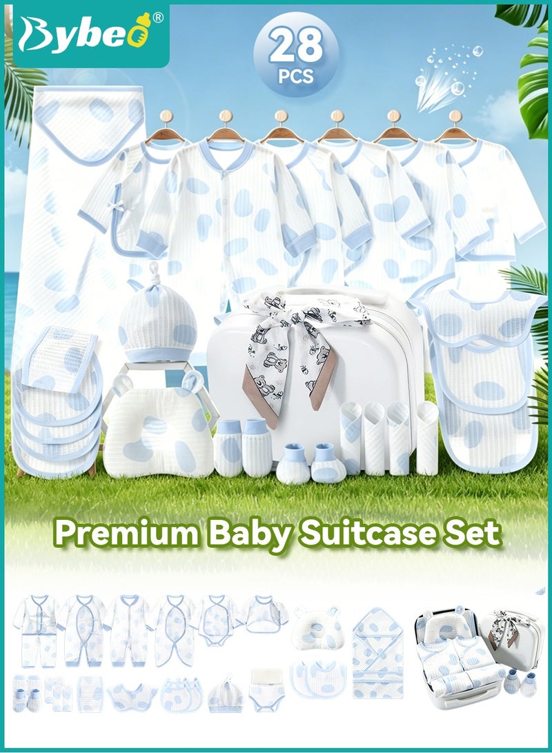 Bybeo 28PCS Newborn Baby Gifts Set, Newborn Layette Gift Set, Baby Clothes Accessories Set for Boys and Girls, Premium Cotton, Perfect Gift Suitcase for Spring Summer Autumn Winter Four Seasons - Image 1
