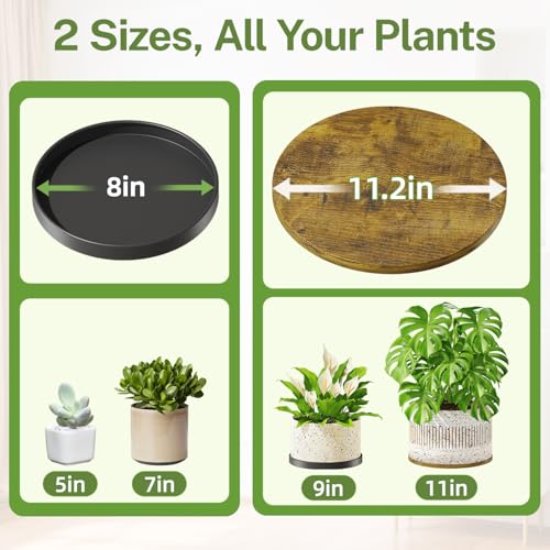 iDavosic.ly 4 Tier Hanging Plant Stand Indoor, Tall Vertical Corner Metal Flower Heavy Duty Pot Holder Shelf for Patio Porch Living Room, Modern Black & Rustic Brown - Round - Image 2