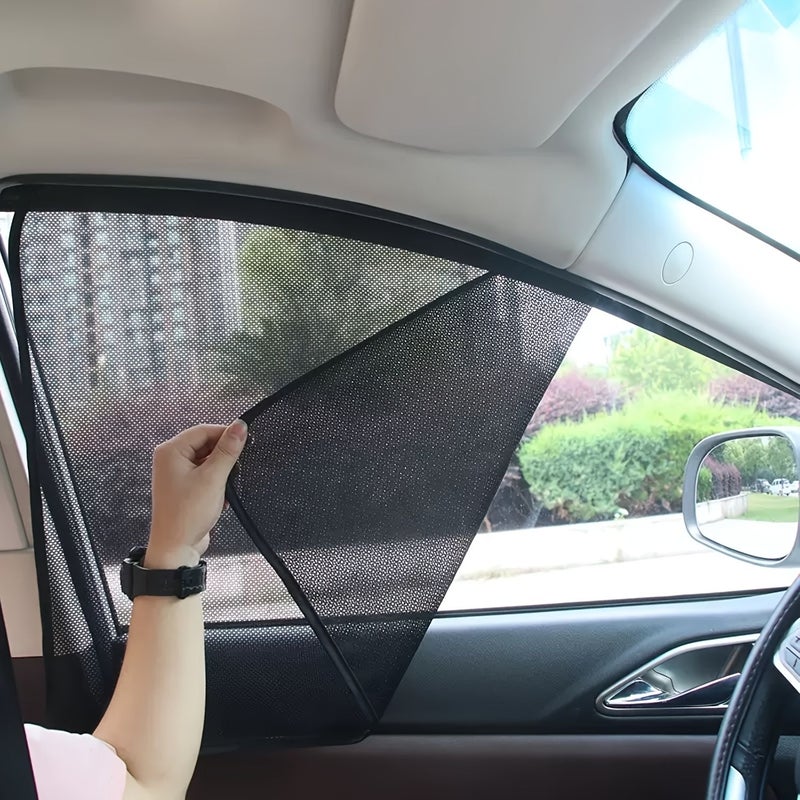 Magnetic Car Window Shade Front And Back 4 Piece Set Heavy Duty Mesh Cover For All Car Models Trucks SUVs Heat Insulation Anti Glare Protective Privacy Screen Easy Install Remove - Image 1
