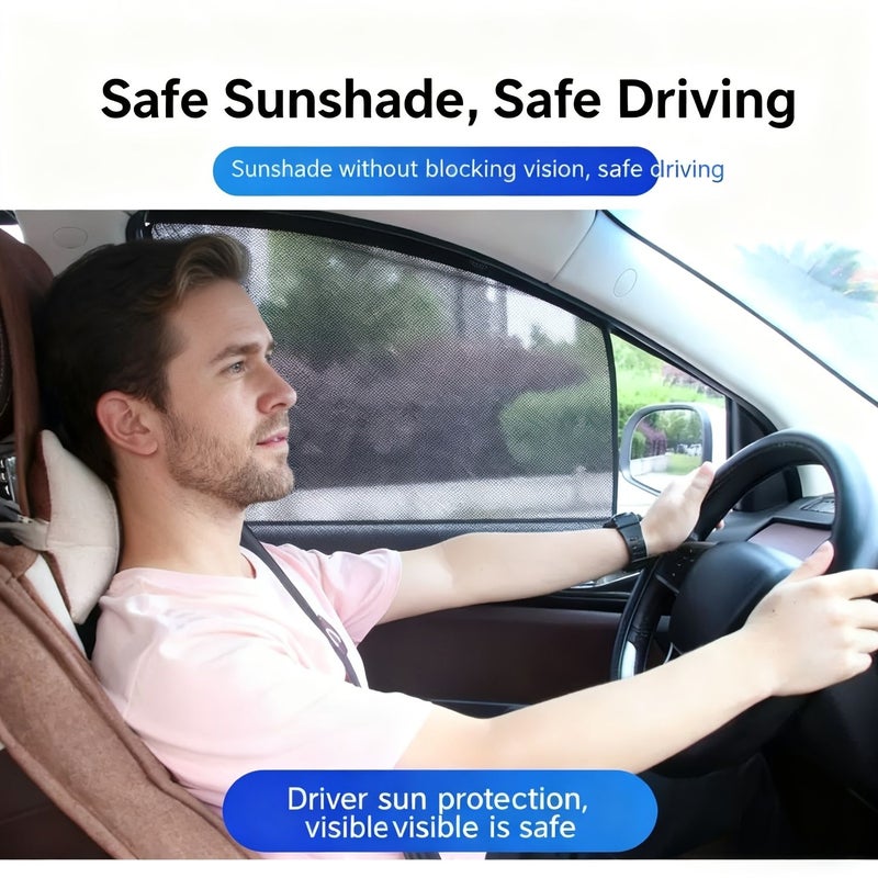 Magnetic Car Window Shade Front And Back 4 Piece Set Heavy Duty Mesh Cover For All Car Models Trucks SUVs Heat Insulation Anti Glare Protective Privacy Screen Easy Install Remove - Image 5