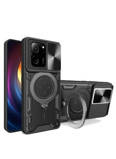 جنرال غطاء درع لهاتف Xiaomi 13T / Xiaomi 13T Pro، حافظة هاتف بتصميم انزلاق العدسة مع حامل لفتحات المغناطيس لهاتف Xiaomi 13T / Xiaomi 13T Pro.  - Image 1