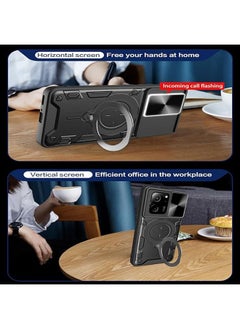 جنرال غطاء درع لهاتف Xiaomi 13T / Xiaomi 13T Pro، حافظة هاتف بتصميم انزلاق العدسة مع حامل لفتحات المغناطيس لهاتف Xiaomi 13T / Xiaomi 13T Pro.  - Image 5