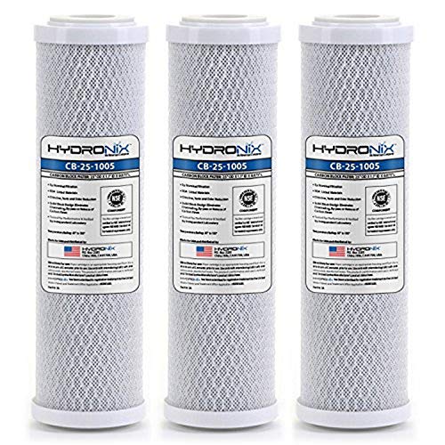 Hydronix HX-CB-25-1005/3 Whole House RO & Drinking Systems NSF Coconut Carbon Block Water Filter 2.5 x 10-5 Micron, 3 Count (Pack of 1), White - Image 4