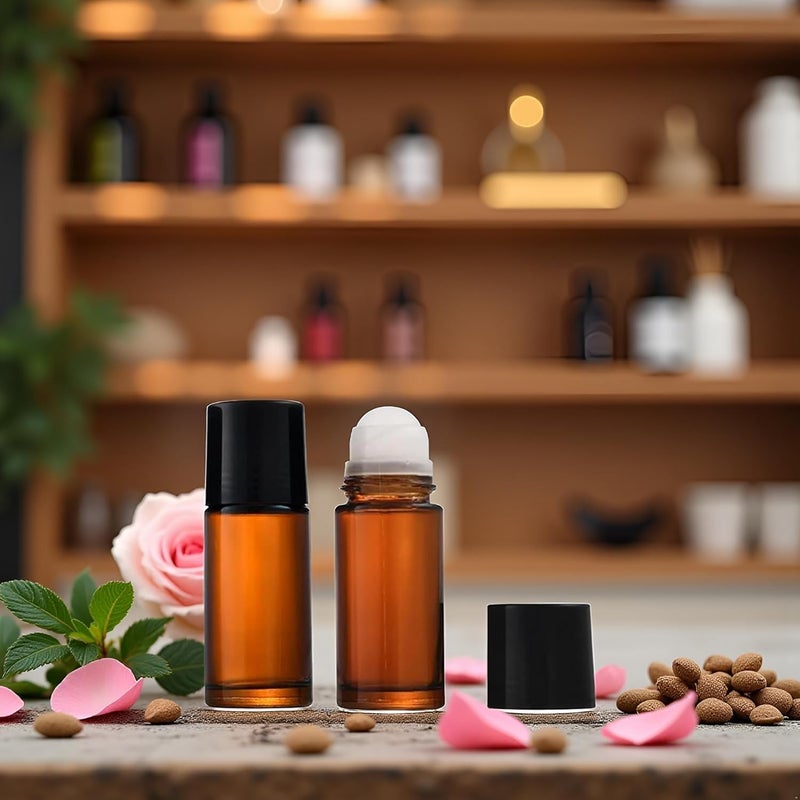 Wpppan 2Pcs Brown 50ml Glass Essential Oil Roller Bottles Refillable Roll on Bottles Empty Deodorant Bottle Containers Rollerball for Fragrance Roller Refillable Containers Accessories - Image 5