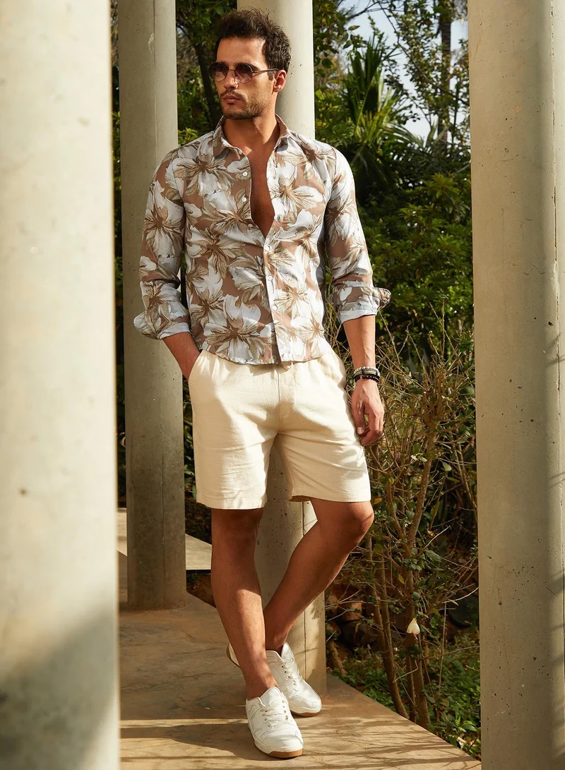 CAHOOT  Men's Ash Brown Petalaire Regular Shirt for Men | Best Price UAE