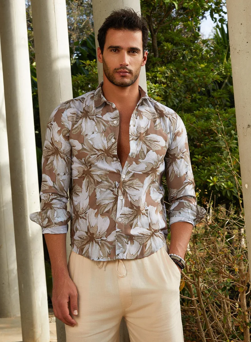 كامبوس سوترا قميص رجالي بيتالير بني رمادي عادي