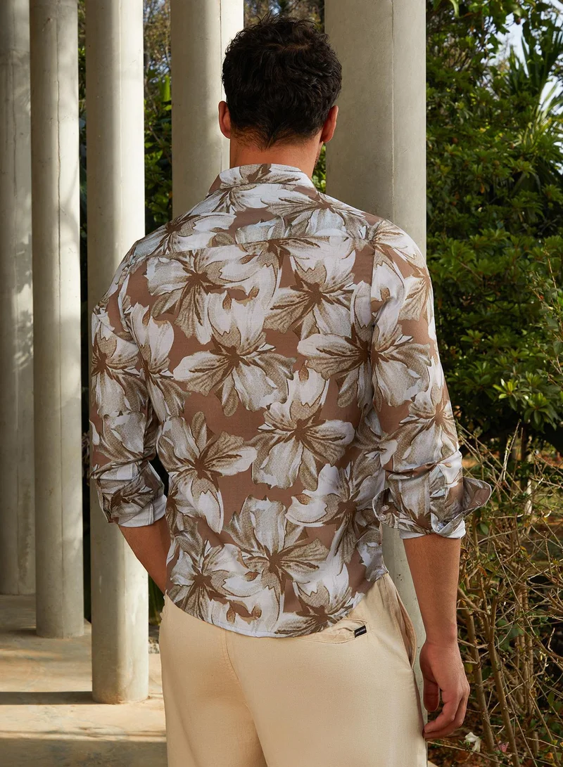 CAHOOT  Men's Ash Brown Petalaire Regular Shirt for Men | Best Price UAE