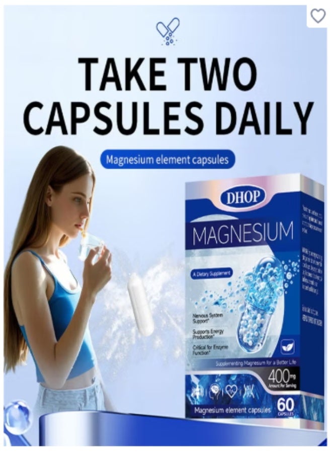 DHOP Magnesium Glycinate High Absorption 400MG 60 Veg Capsules - Image 2