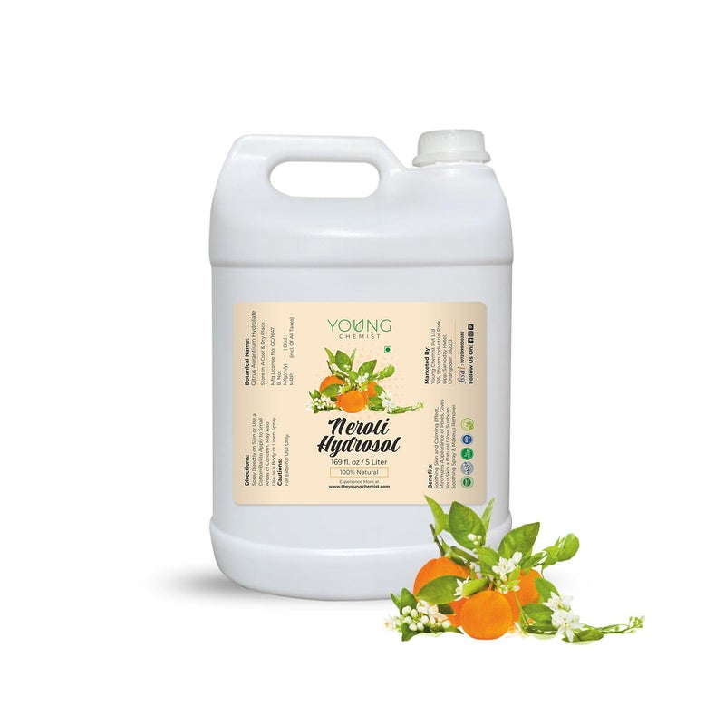 Young Chemist Natural And Pure Neroli Hydrosol Toner In 5 Litre Bottle Spray AllNatural Distilled Floral Water for Skin Hair and Aromatherapy For Men And Women - Image 1