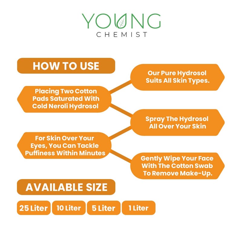 Young Chemist Natural And Pure Neroli Hydrosol Toner In 5 Litre Bottle Spray AllNatural Distilled Floral Water for Skin Hair and Aromatherapy For Men And Women - Image 5