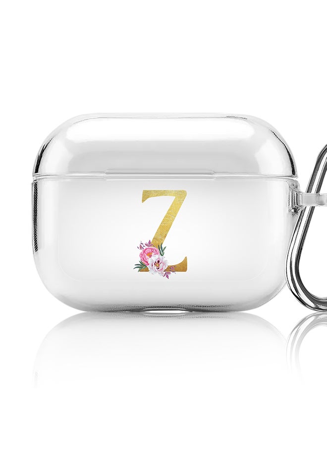 Stylizedd Classic Clear printed Case for Apple Airpods Pro Soft TPU Gel Thin Transparent Flexible Cover - Custom Monogram Initial Letter Floral Pattern Alphabet - Z (Clear )  - Image 1