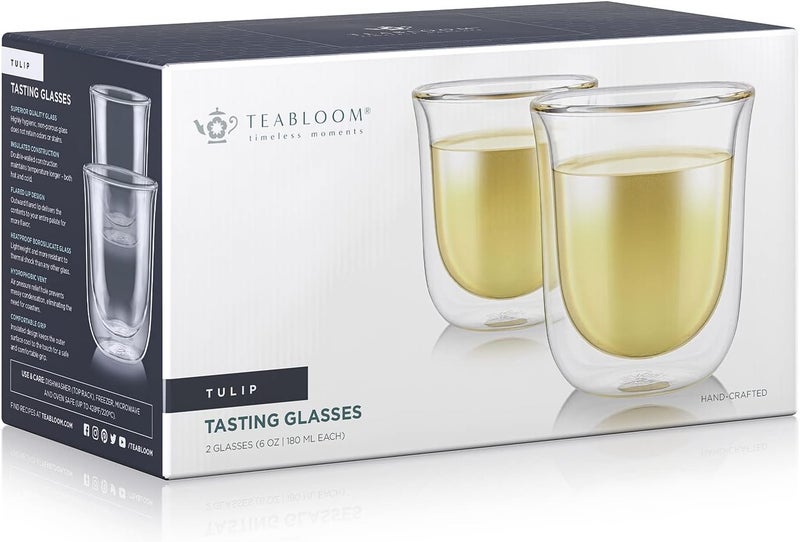 Teabloom Tulip Insulated Glasses for Tea, Espresso and Other Beverages - Double Walled Heatproof Glass Maintains Drinks Hot/Cold, 6 oz (Set of Two) - Image 5