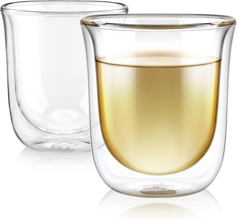 Teabloom Tulip Insulated Glasses for Tea, Espresso and Other Beverages - Double Walled Heatproof Glass Maintains Drinks Hot/Cold, 6 oz (Set of Two) - Image 1