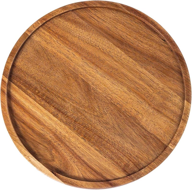 35cm Rustic Round Wooden Serving Tray, Food Platter for Meat, Cheese, Appetizers, Cookies, Desserts & Charcuterie, Easy to Clean - Image 4