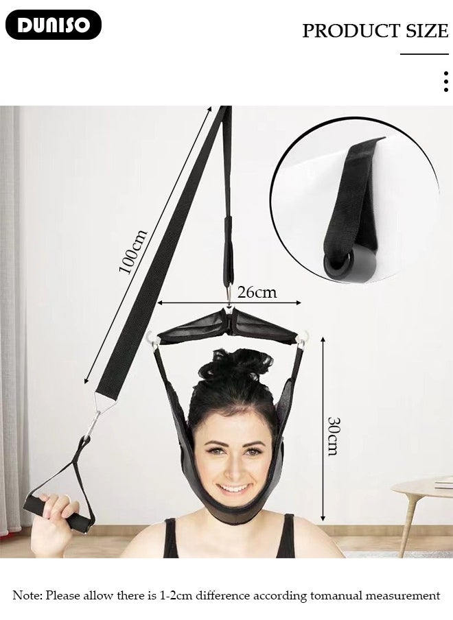 DUNISO Cervical Neck Traction Device for Home Use, Portable Neck Stretcher Hammock Over Door for Neck Pain Relief, Neck Sling for Spine Decompression, Neck Brace Fixation Gear Correction Stretcher, Physical Therapy Aids for Neck Decompression  - Image 2