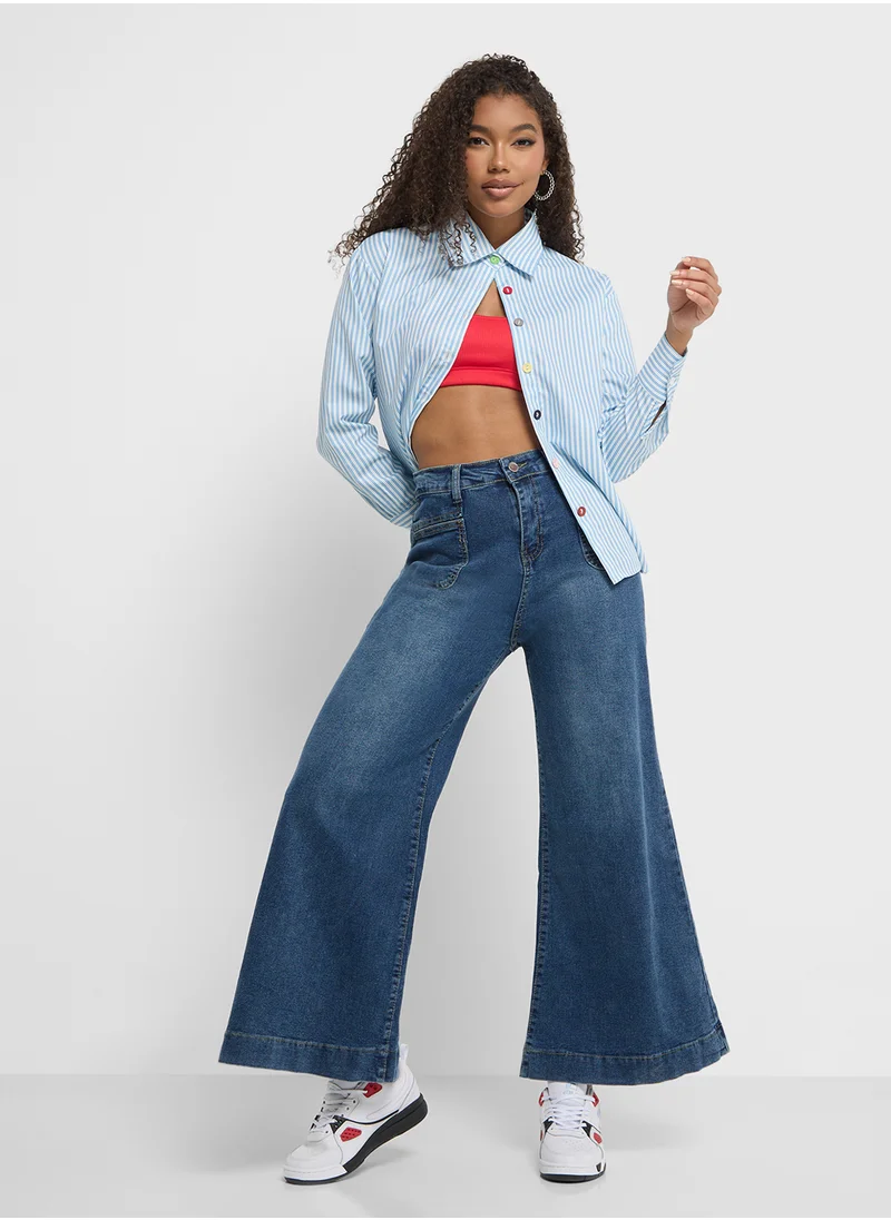 Ginger High Rise Wide Leg Flared Jeans