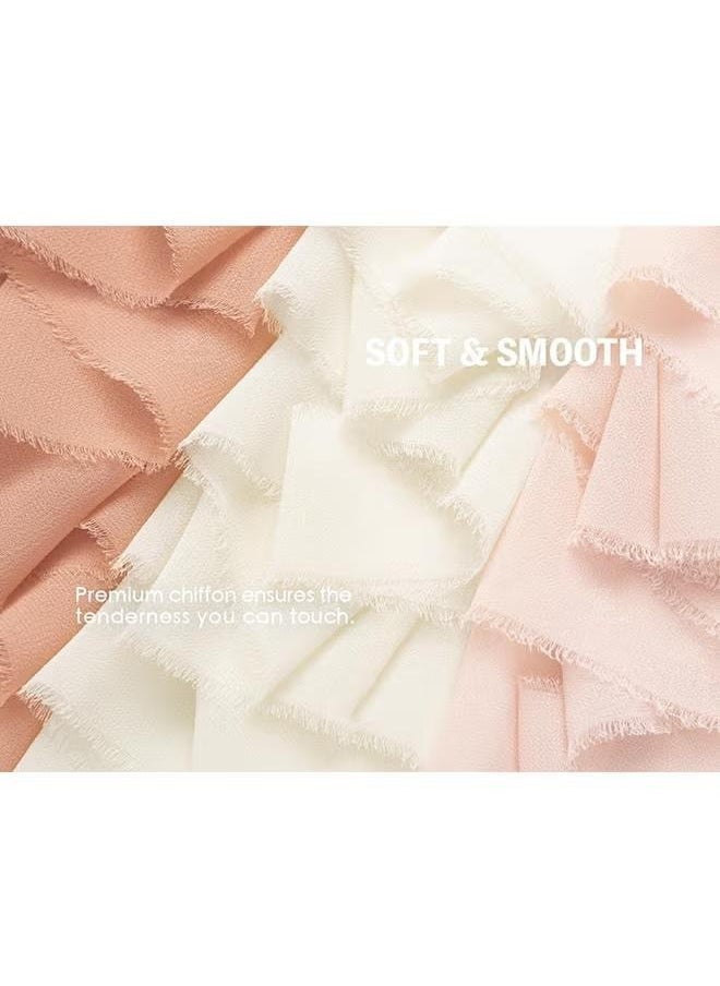 XiuWoo 3 Rolls Handmade Fringe Chiffon Ribbon, 4cm x 500cm Silk-Like Ribbon Cream Orange Ribbons Set for Wedding Invitations, Bridal Bouquets, Gifts Wrapping, DIY Crafts  - Image 2