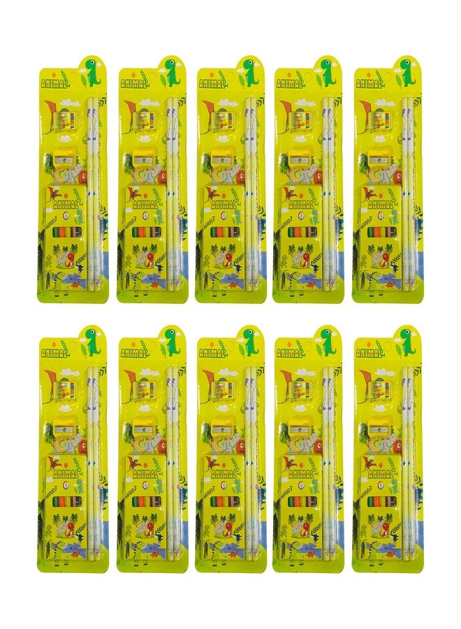 Dharmsaar 2Pcs Pencil Set with Pencil Color, Sharpener & Extra Eraser for Kids | Stationery Kit for Boys & Girls Age 3-15 Years | Ideal School Use & Birthday Return Gifts (Animal, Pack Of 20) - Image 2