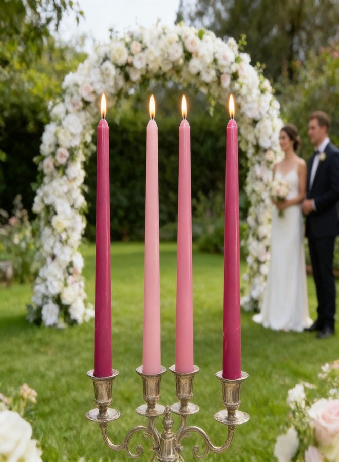 Sihuida 12-Pack Gradient Hot-Pink Taper Candles, 10 Inch Unscented Dripless Candlesticks, Long-Lasting Burn Time of 7-8 Hours, Perfect for Wedding Valentine's Day Dinners Parties and Home Décor - Image 5