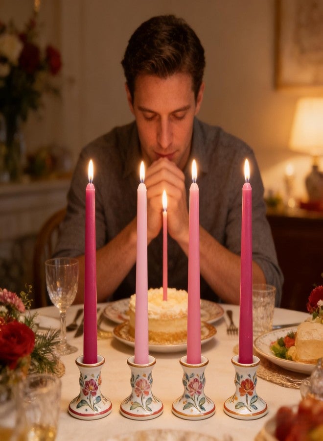 Sihuida 12-Pack Gradient Hot-Pink Taper Candles, 10 Inch Unscented Dripless Candlesticks, Long-Lasting Burn Time of 7-8 Hours, Perfect for Wedding Valentine's Day Dinners Parties and Home Décor - Image 4