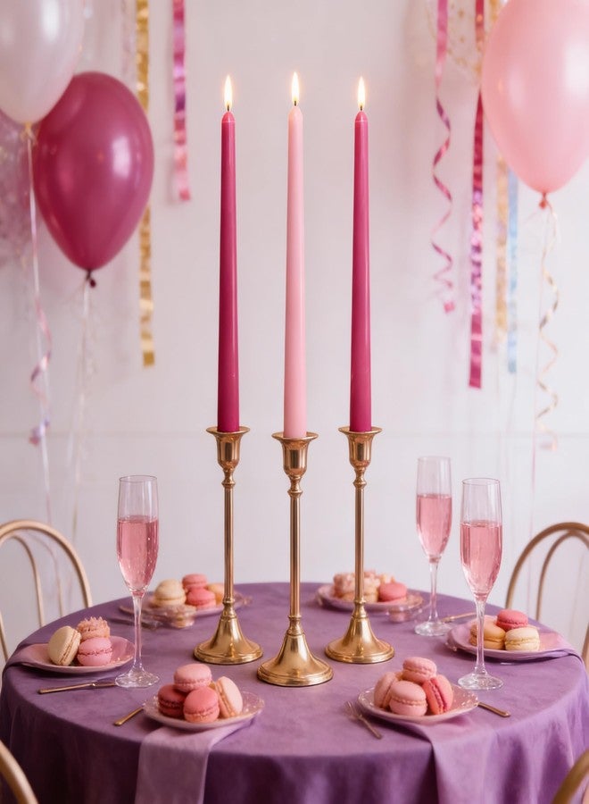 Sihuida 12-Pack Gradient Hot-Pink Taper Candles, 10 Inch Unscented Dripless Candlesticks, Long-Lasting Burn Time of 7-8 Hours, Perfect for Wedding Valentine's Day Dinners Parties and Home Décor - Image 3