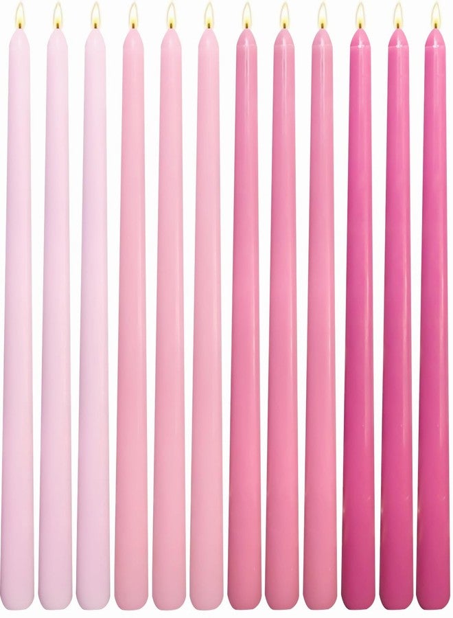 Sihuida 12-Pack Gradient Hot-Pink Taper Candles, 10 Inch Unscented Dripless Candlesticks, Long-Lasting Burn Time of 7-8 Hours, Perfect for Wedding Valentine's Day Dinners Parties and Home Décor - Image 1