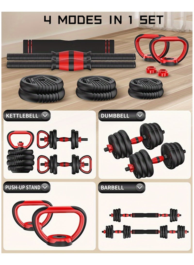 ADEBOLA Multifunctional Adjustable Dumbbells Set, 44 LBS/20 KG with Connector, 4 in1 Dumbbells Set Used as Barbell, Kettlebells, Push up Stand, Fitness Exercises for Home Gym Suitable Men/Women  - Image 5