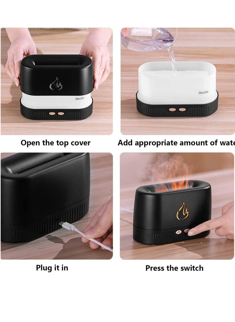 Flame Air Diffuser,Humidifier,Portable Noiseless Aroma Diffuser with Multicolor Lights Waterless Auto Off Protection Essential Oil Diffuser for Home,Office