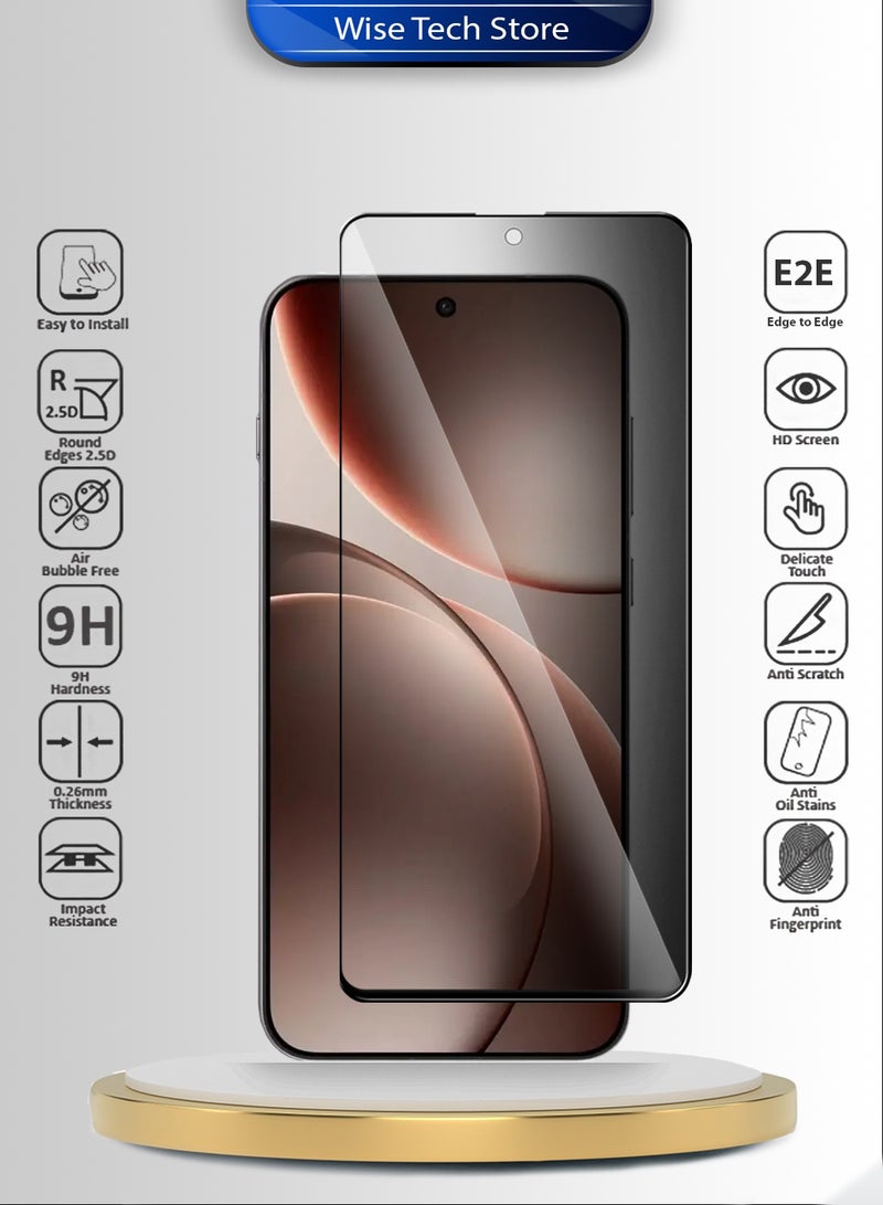 Wtech Oppo Find X9 5G 2025 Premium E2E Series Privacy Full Glue Full Cover Tempered Glass Screen Protector (MSGECP) - Clear/Black - Image 2